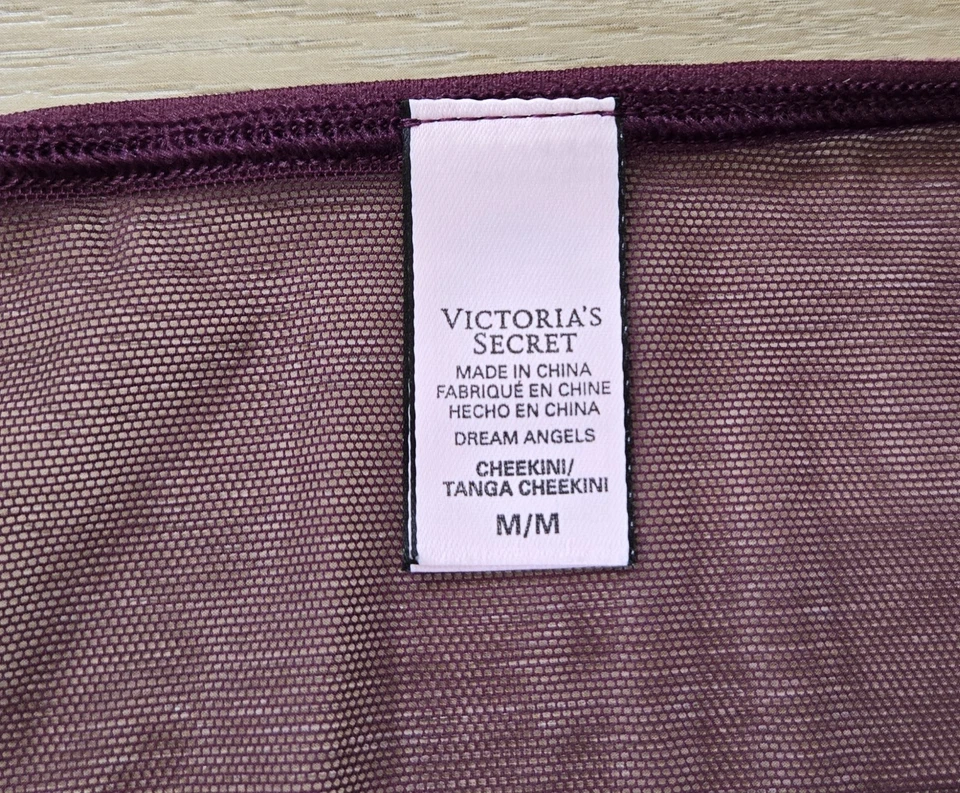 Victoria's Secret Dream Angels Purple Sheer Mesh Lace Velvet Cheekini Panties M - Image 3 of 3