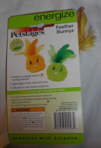 Petstages 2-Spiel Feather Bunnyz 100 % Katzenminze Spielzeug leicht mit Federn 2 Zoll breit - Bild 2 von 2