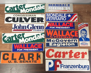 Lot of 13 Vintage Democratic Politician Bumper Stickers Unused United States