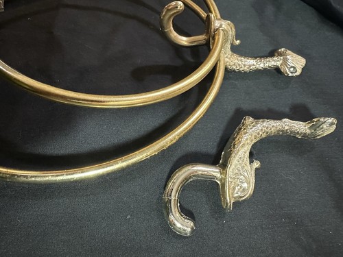 Vintage Koi Fish Towel Ring And Hook Holder MCM Gold Tone - Picture 7 of 15