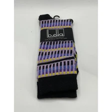 B.ELLA Women's Charcoal Striped Knit Cotton-Blend Party Knee Socks SZ OS