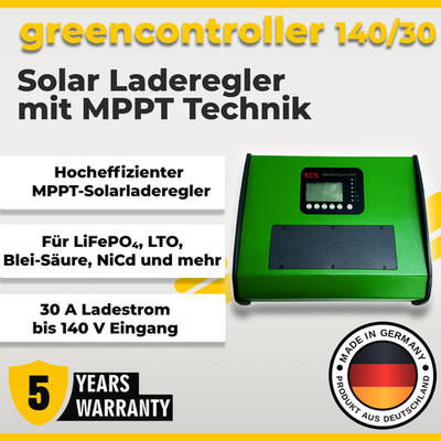  ECS greenController Solar/Wind Laderegler 140/30 30A 12V/24V/36V/48V mit MPPT