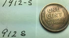 1912 S ; Wheat Penny in Good condition