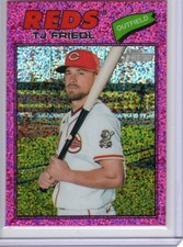 2026 Topps Heritage Chrome Pink Sparkle #296 TJ Friedl Cincinnati Reds