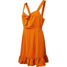Guess Womens Terracotta Orange Tie Front Ruffle Hem Mini Dress Medium