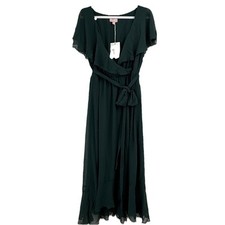 NEW Show Me Your Mumu Jess Ruffle Midi Dress Women 1X Emerald WEDDING FORMAL