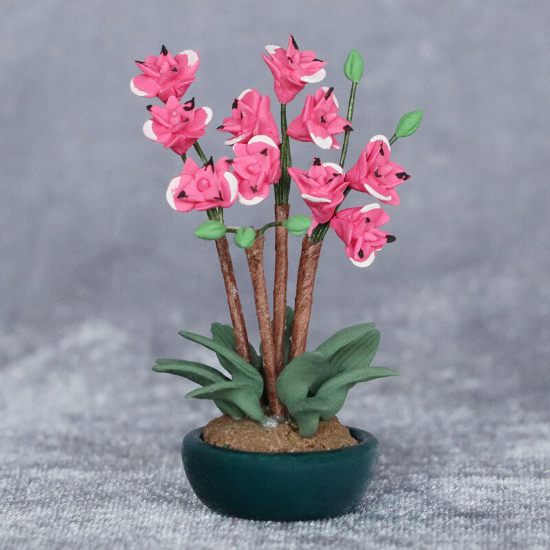 1/12 Scale Dollhouse Miniature Potted Plants Flowers Ceramic Garden