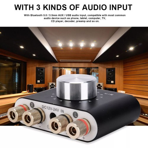 Mini Bluetooth 5.0 Digital Power Amplifier HiFi Stereo Audio 50W+50W Black - Picture 15 of 15