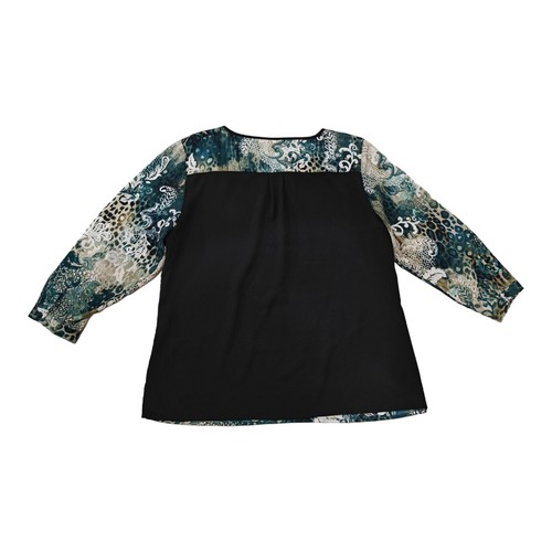 Chico's Women Floral Animal Print Long Sleeve Shirt Blouse Top Size 3 - Picture 2 of 9