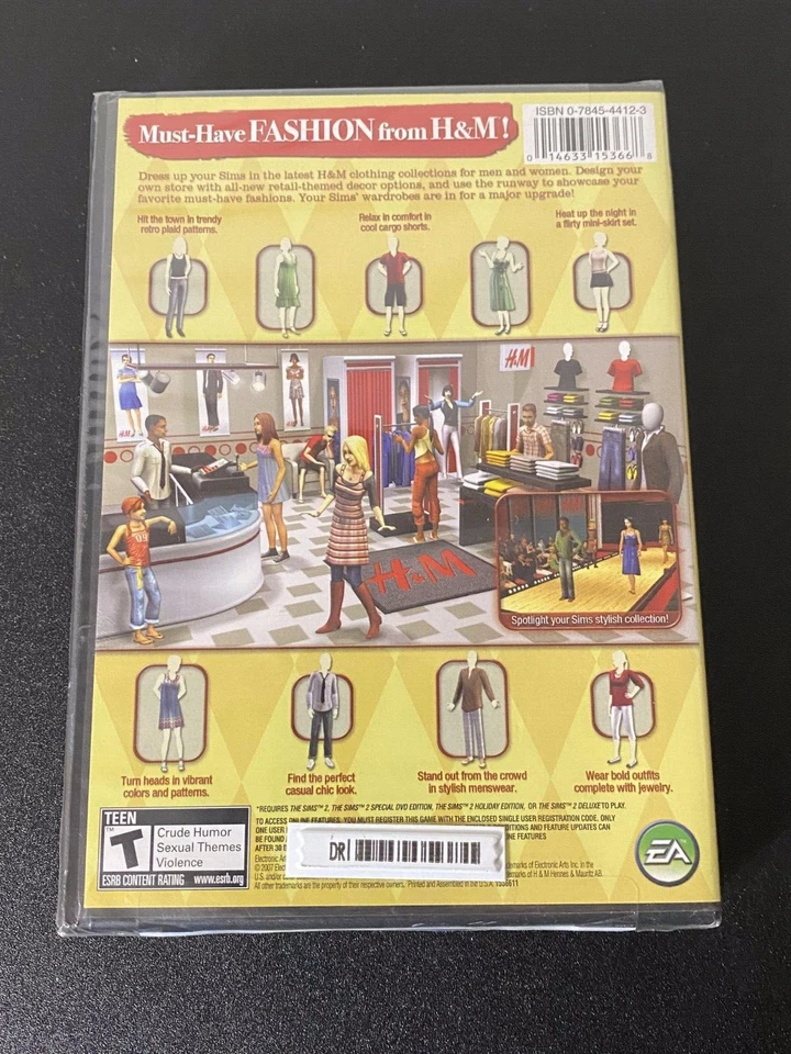Sims 2: H&M Fashion Stuff (PC, 2007) Factory Sealed Brand New - Image 2 of 3