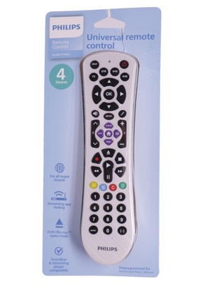 Philips 4-Device Universal Remote Control Preprogrammed for Roku - Pearl White