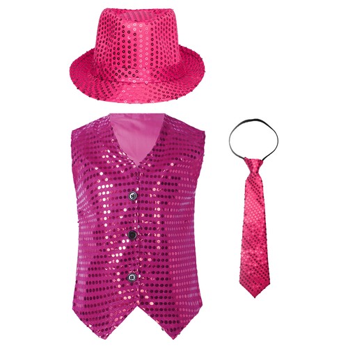 Kids Sequin Waistcoat Fancy Vest Tops Hip-hop Jazz Dance Stage Performance - Picture 55 of 77