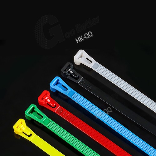 Releasable Cable Ties Reusable 6 Colours Natural Nylon Plastic Zip Tie Wraps - Picture 6 of 14