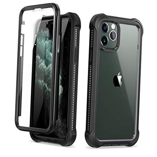 iPhone 11 Pro Max Case with Screen Protector Clear Rugged Full Body Black