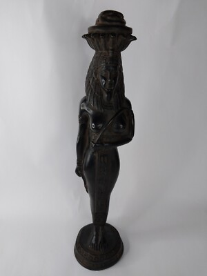 UNIQUE ANTIQUE ANCIENT EGYPTIAN Statue Goddess Isis Head Carry Scarab Small