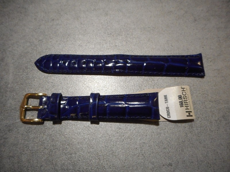 Bracelet De Montre HIRSCH Cuir Saffian Taille 16 - Bleu Gris Neuf Avec étiquettes - Réf. 50 A