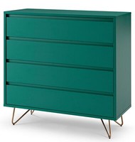 Kommode Mit 4 Schubladen GrüN/Gold Schubladenkommode Sideboard Wohnzimmerschrank