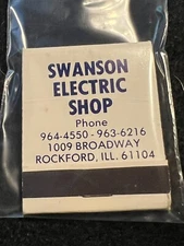 VINTAGE MATCHBOOK - SWANSON ELECTRIC SHOP - ROCKFORD, IL - UNSTUCK!