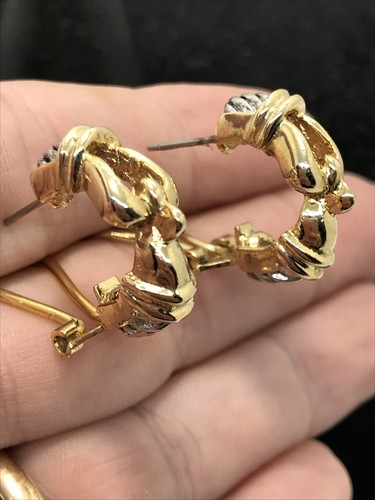 Vintage 2-Tone Silber & Gold Twisted Kabel Schnalle Design Ohrringe - Bild 9 von 9