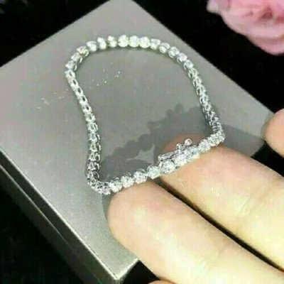 10 Ct Round Cut Diamond Wedding Tennis Bracelet Lab Create 14k White Gold Plated