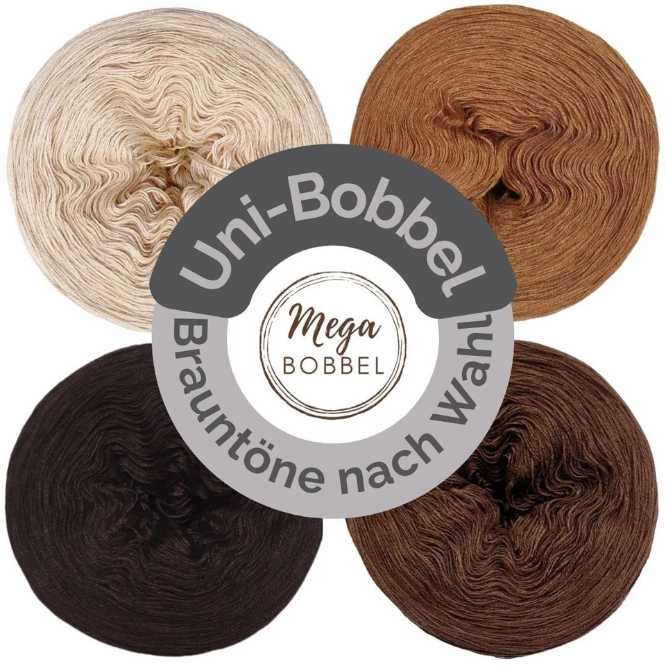 MEGABOBBEL Mega Bobbel-Uni-Brauntöne n. Wahl - 100g-ohne Verlauf-einfarbig Wolle 3/4/5fädig