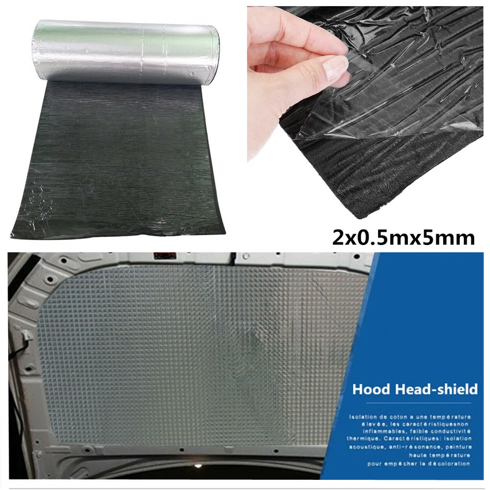 Alfombra de aislamiento acústico protector térmico para motor de automóvil 2x0,5mx5 mm Foto 3 de 4