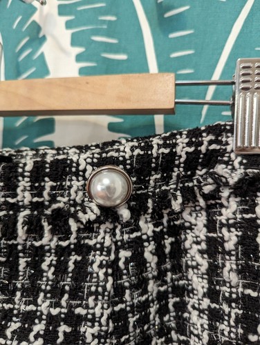 City Chic XL 22 Mini Skirt Black White Shimmer Boucle Tweed Textured Check - Picture 7 of 19