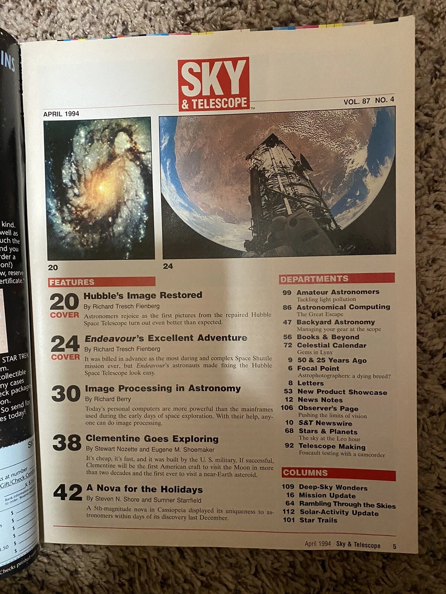 Vintage Sky & Telescope Magazine April 1994 Vol. 87 No. 4 Science Sci-Fi |  eBay