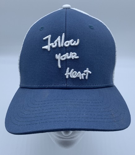 FOLLOW YOUR HEART Snap Back Hat, Adult, Blue White - New