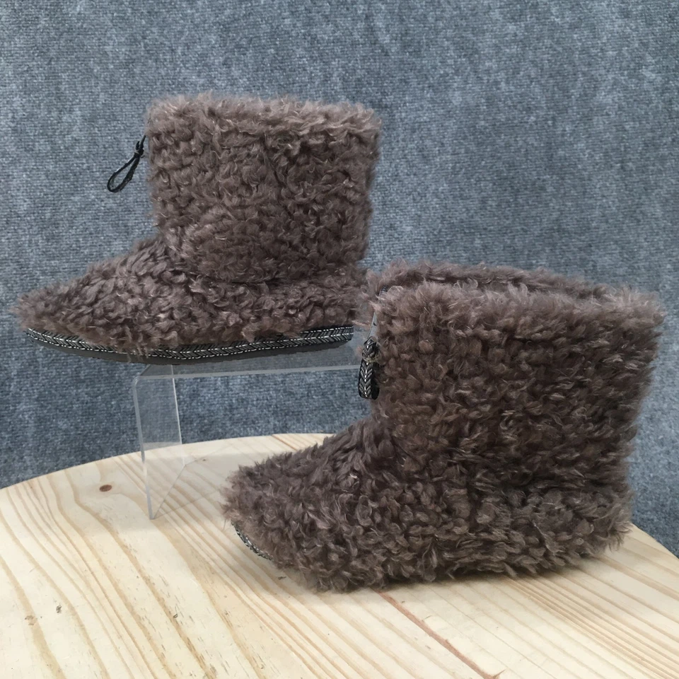 Kohls Zapatillas Mujer 8 Difuso Botín Oso Frontal Cremallera Pull On Comodidad Marrón Foto 2 de 4