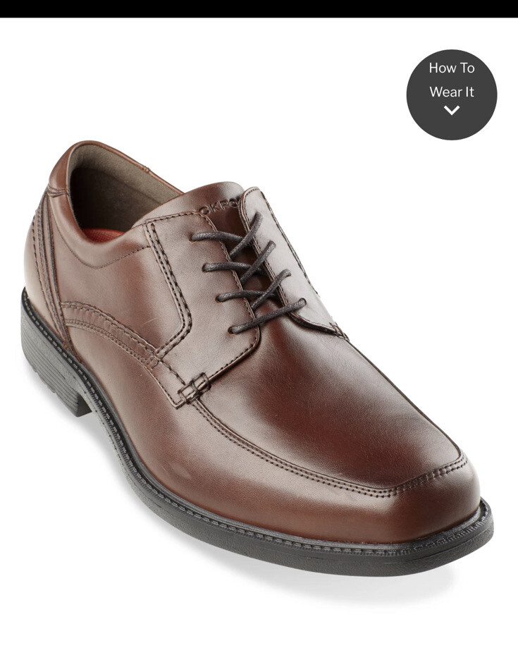 SAOLA Rockport impermeabile Oxford da uomo taglia 8 5 marrone in pelle grembiule antiscivolo