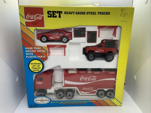 Remco Diecast Coca-Cola Heavy Gauge Steel Trucks Vintage Play Set - Coke - 1989