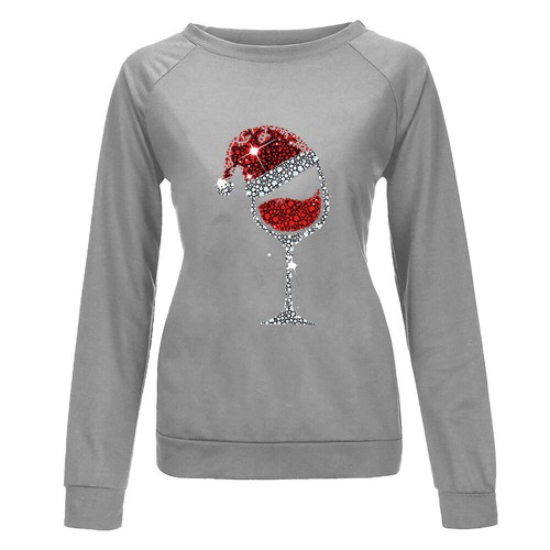 Womens Christmas Long Sleeve Blouse Tops Xmas Lady Loose Pullover T-Shirt Size - Bild 9 von 15