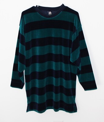 Trigema Striped Velour 3/4 Sleeve Shirt Overshirt Surfing Skate Vintage MEDIUM