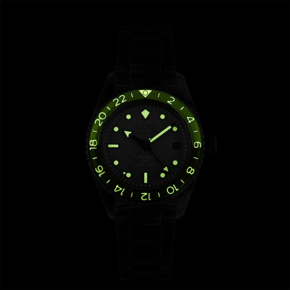 Out of Order AFTER 8 GMT Automatico Acciaio Nero Verde Data