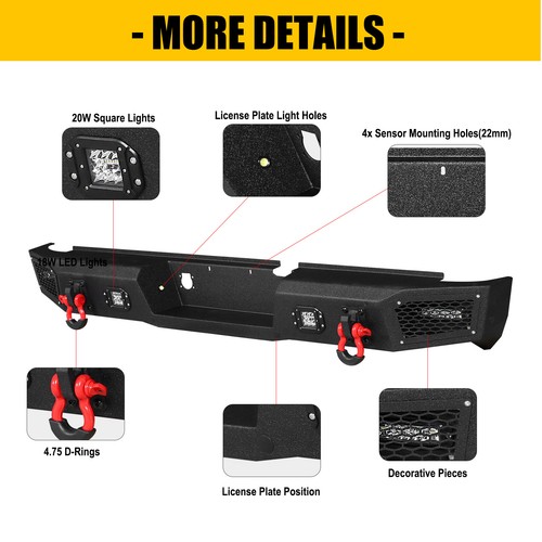 Luces LED de parachoques delantero trasero todoterreno para Dodge Ram 2500 3500 2006 2007 2008 2009 - Imagen 13 de 18