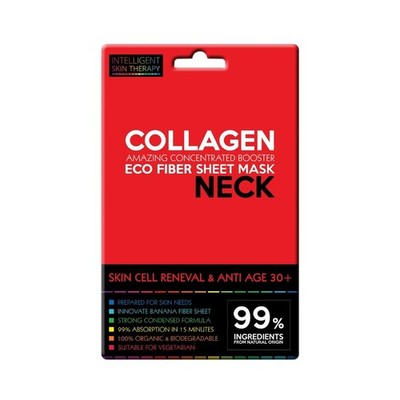 Collagen Neck Mask Natural Vegan EU Made Biodegradable Sheet Pack of 3