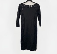 GUESS women’s black lace-sleeved bodycon dress — SIZE: M
