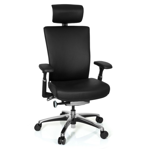 BüRostuhl Drehstuhl Schreibtischstuhl Leder Schwarz Chefsessel Nova Hjh Office-image