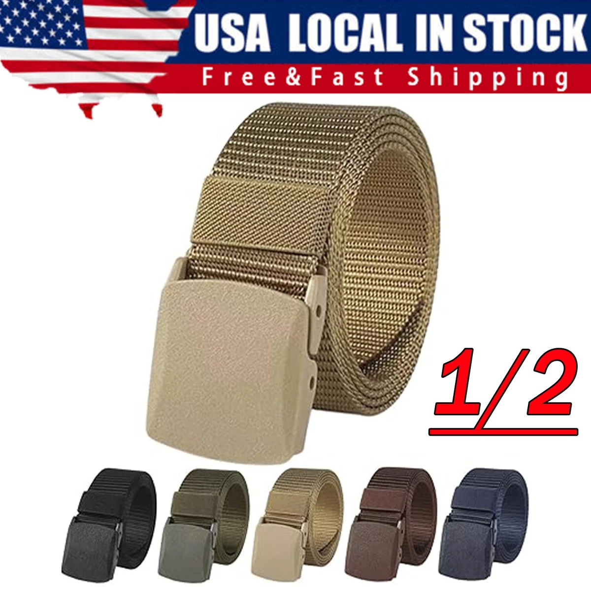 Cinturón De Nailon Reversible Para Hombre, Hebilla Automática Cuadrada De Aleación, Disponible En 125 Cm Y 150 Cm