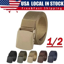 Men's Plastic Cam Buckle Nylon Canvas Tactical Waistband Webbing Military Belt