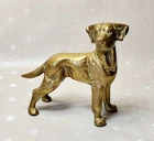 Vintage 1970s Solid Brass Hunting Dog Figurine, Mid-Century Pointer Sculpture