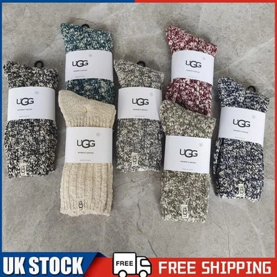 UGG Women’s Ribbed Super Pile Socks Threaded Slouchy Crew Sock One Size Gift NEW