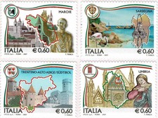 ITALIA 2007 REGIONI D'ITALIA 4 Val. Cat.U.3002-05 MARCHE,UMBRIA,SARDEGNA,TRENTIN