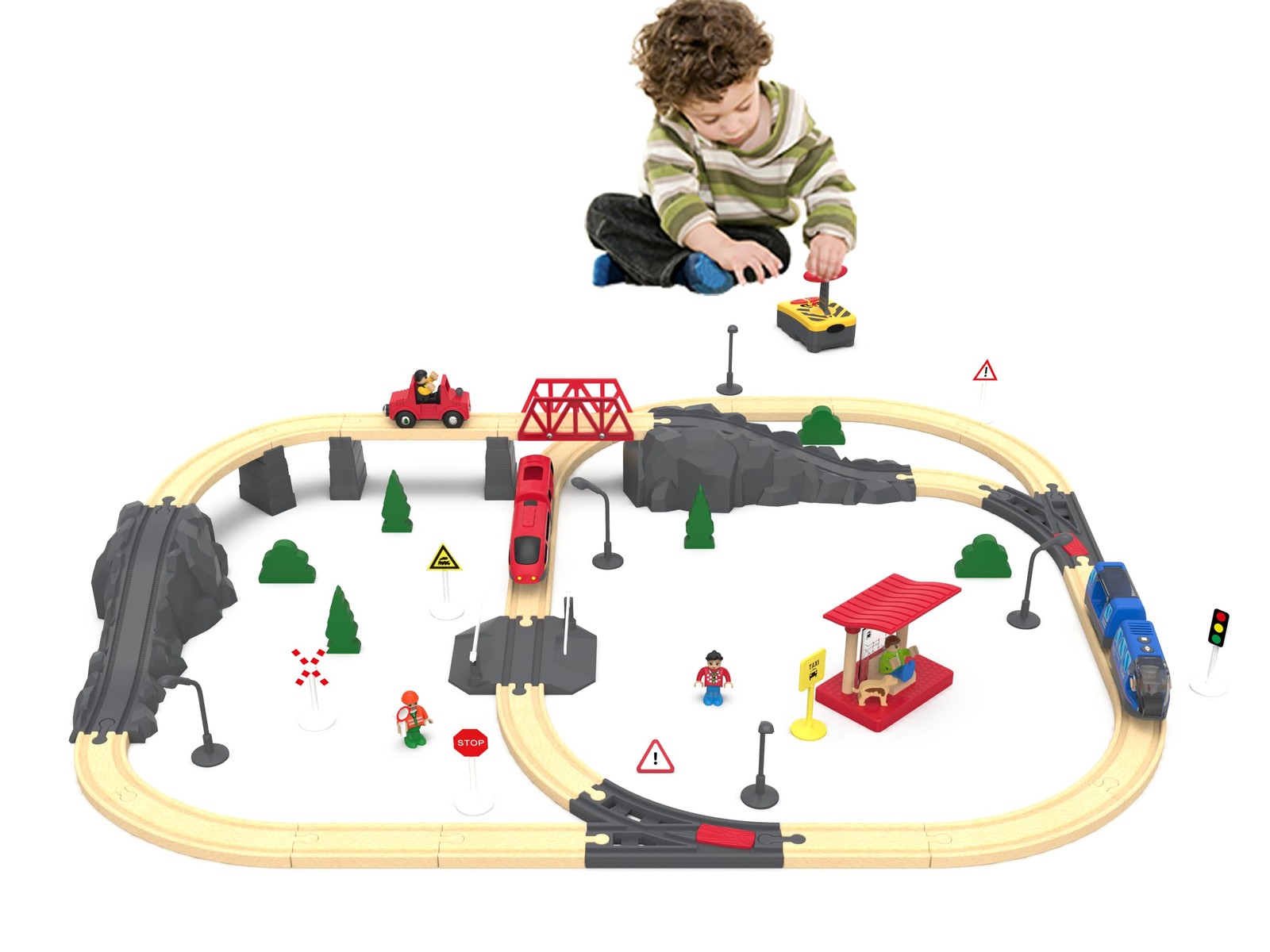 Train Track Accessories Remote Control Train Battery Operated Locomotive Train T