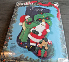 Bucilla Felt  Sequin Christmas Stocking Kit  "Santa  Dino" Dinosaur 18"