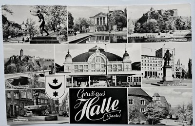 Postcard greeting from Halle/Saale, Hanse-Ring, Giebichenstein, main station, 1963