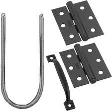 NOS National Hardware N107-409 V90 Screen Storm Door Set Black Hinge Handle