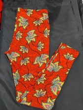 LuLaRoe Leggings TC Paisley Flowers on Red - New In Package