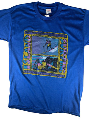 NWT Vtg 80s Single Stitch Hawaiian Island Surf Banzai Surfing T Shirt SZ XL